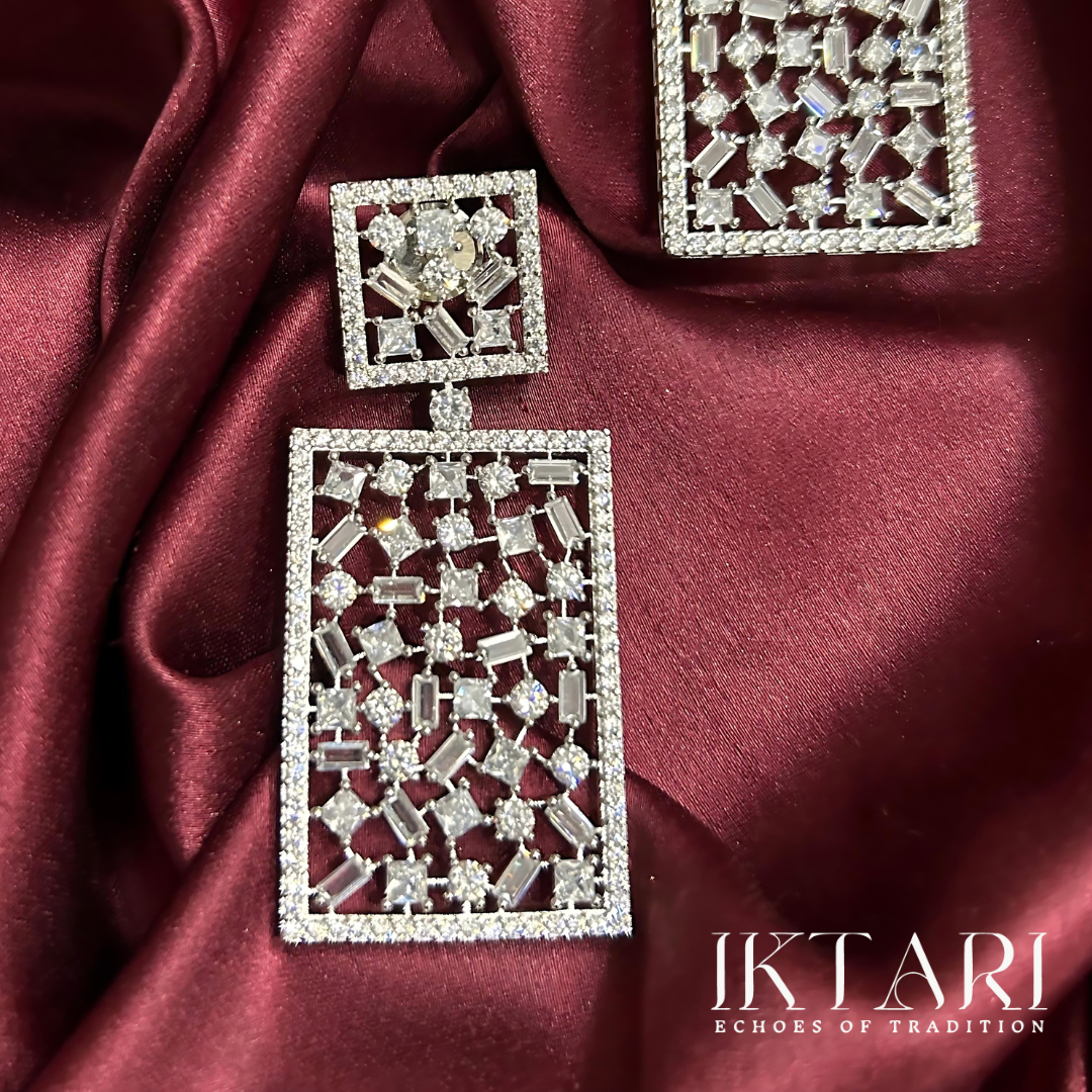 Misha Silver Block Statement Earrings