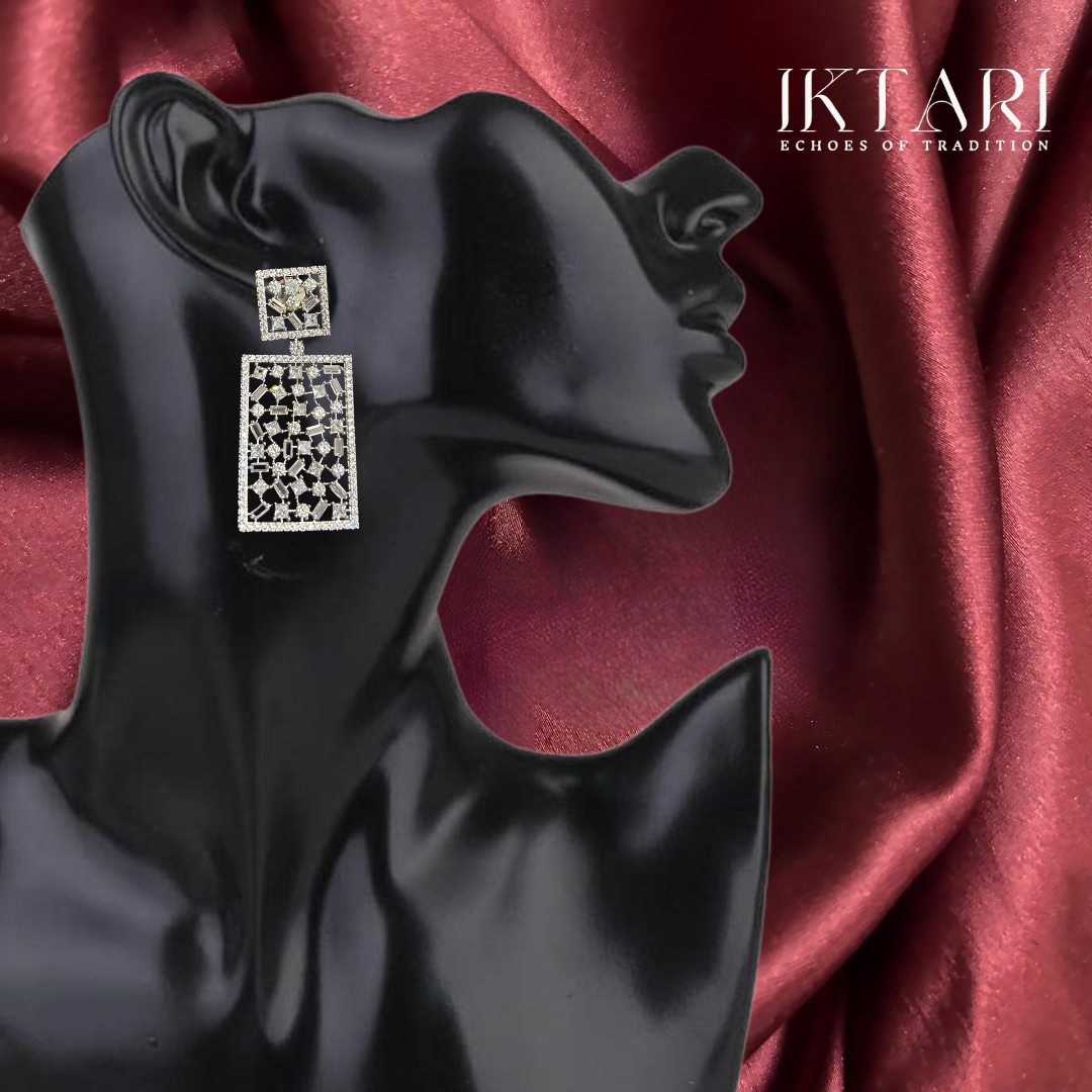 Misha Silver Block Statement Earrings