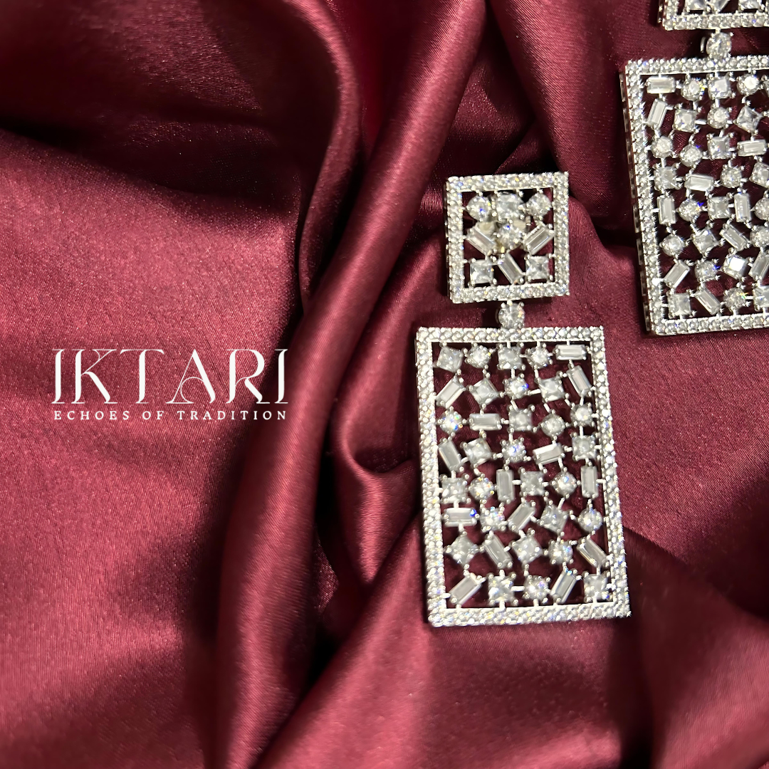 Misha Silver Block Statement Earrings